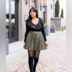 NWT Love Riche Olive Faux Leather Mini Skirt